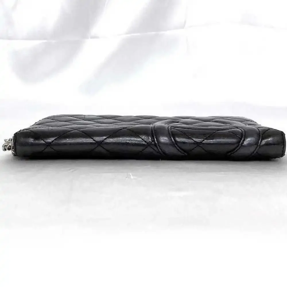 CHANEL Authentic Black Leather Logo Wallet - Picture 3 of 11